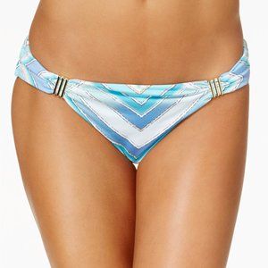 Bar III Scarf-Print Hardware Trim Hipster Bikini Bottom Crystal Blue XS